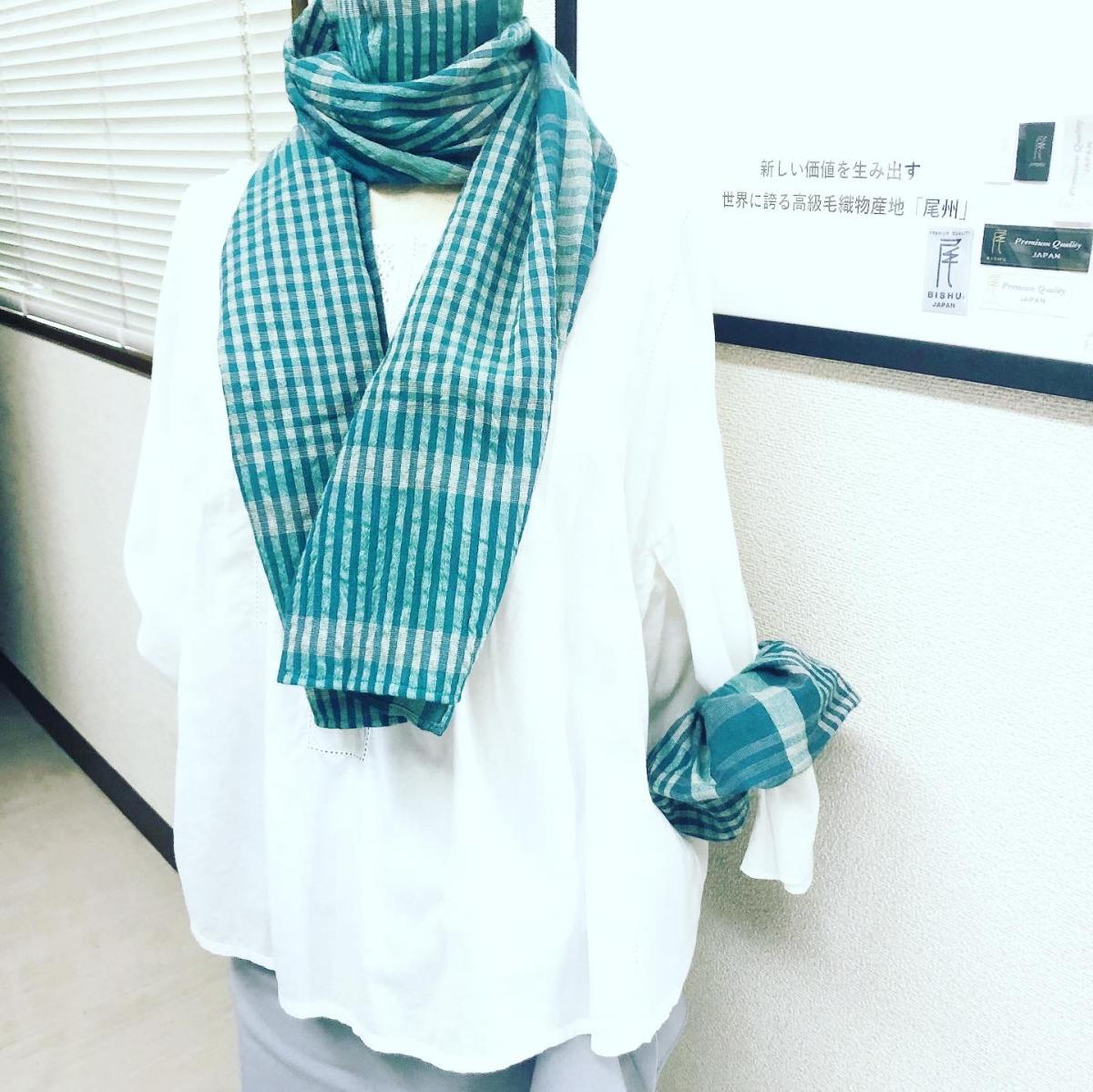 夏のチェックストールセット