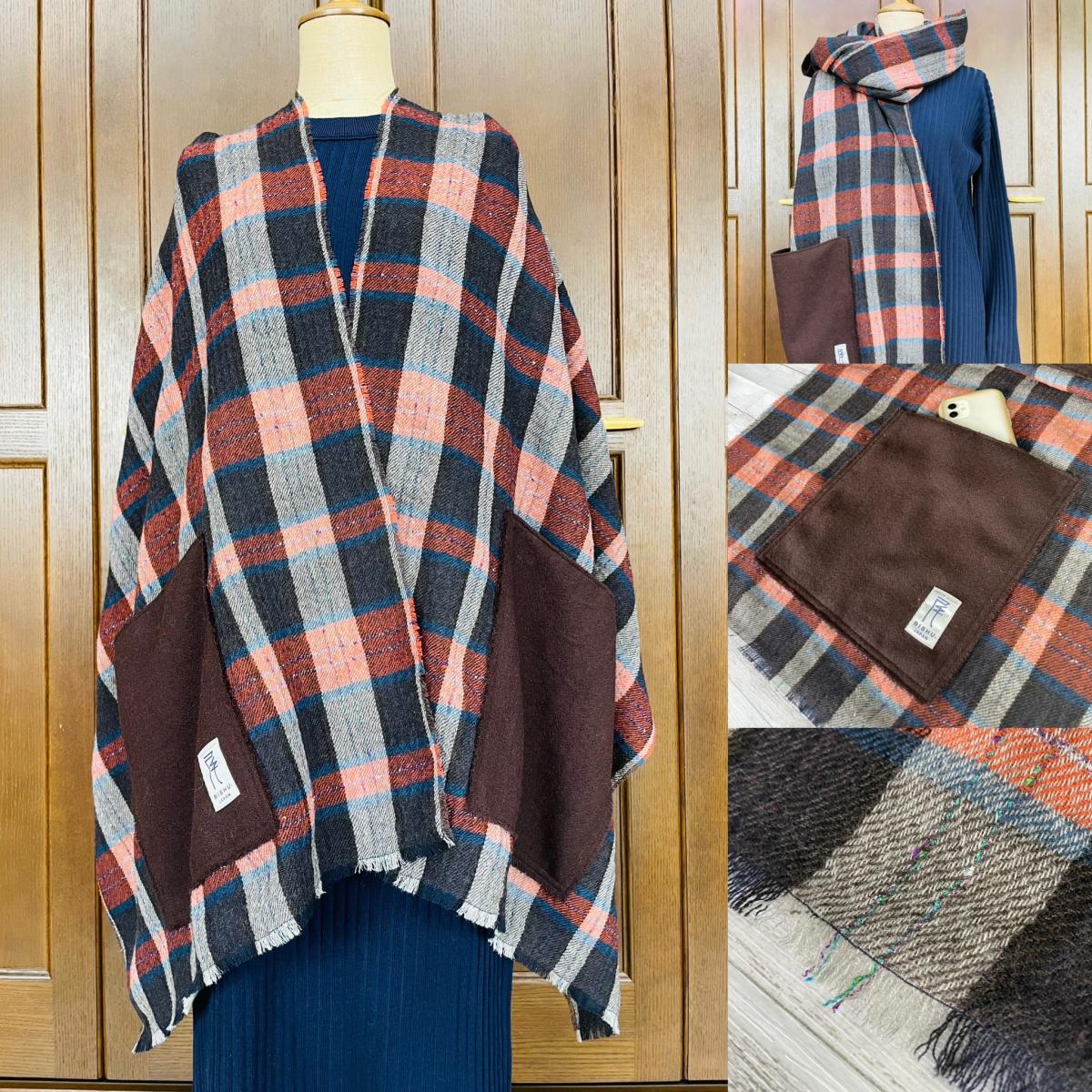 尾マークポケット付きストール(エトワール）